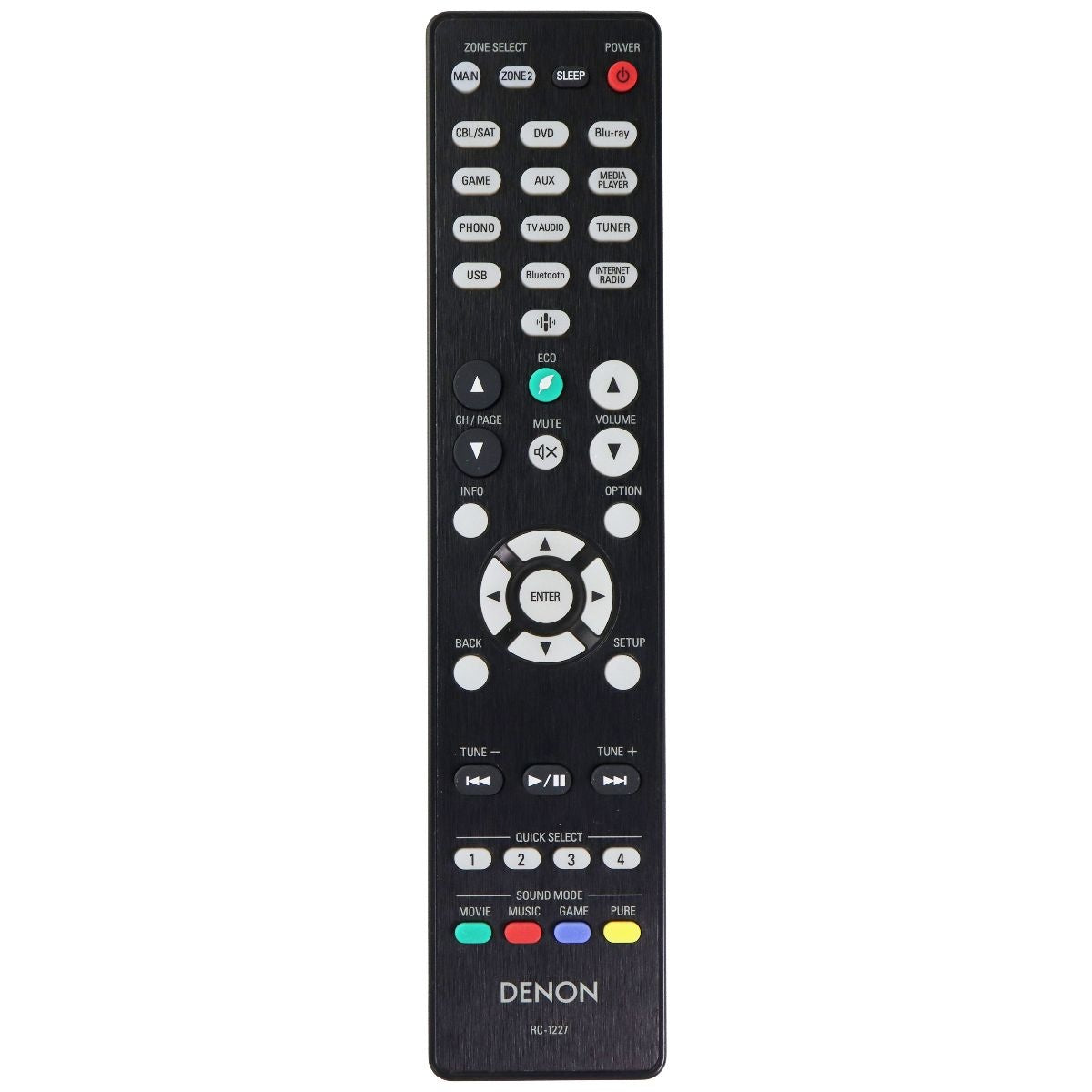 Denon Remote Control (RC-1227) for Select Denon Home Receivers - Black TV, Video & Audio Accessories - Remote Controls Denon - Simple Cell Bulk Wholesale Pricing - USA Seller
