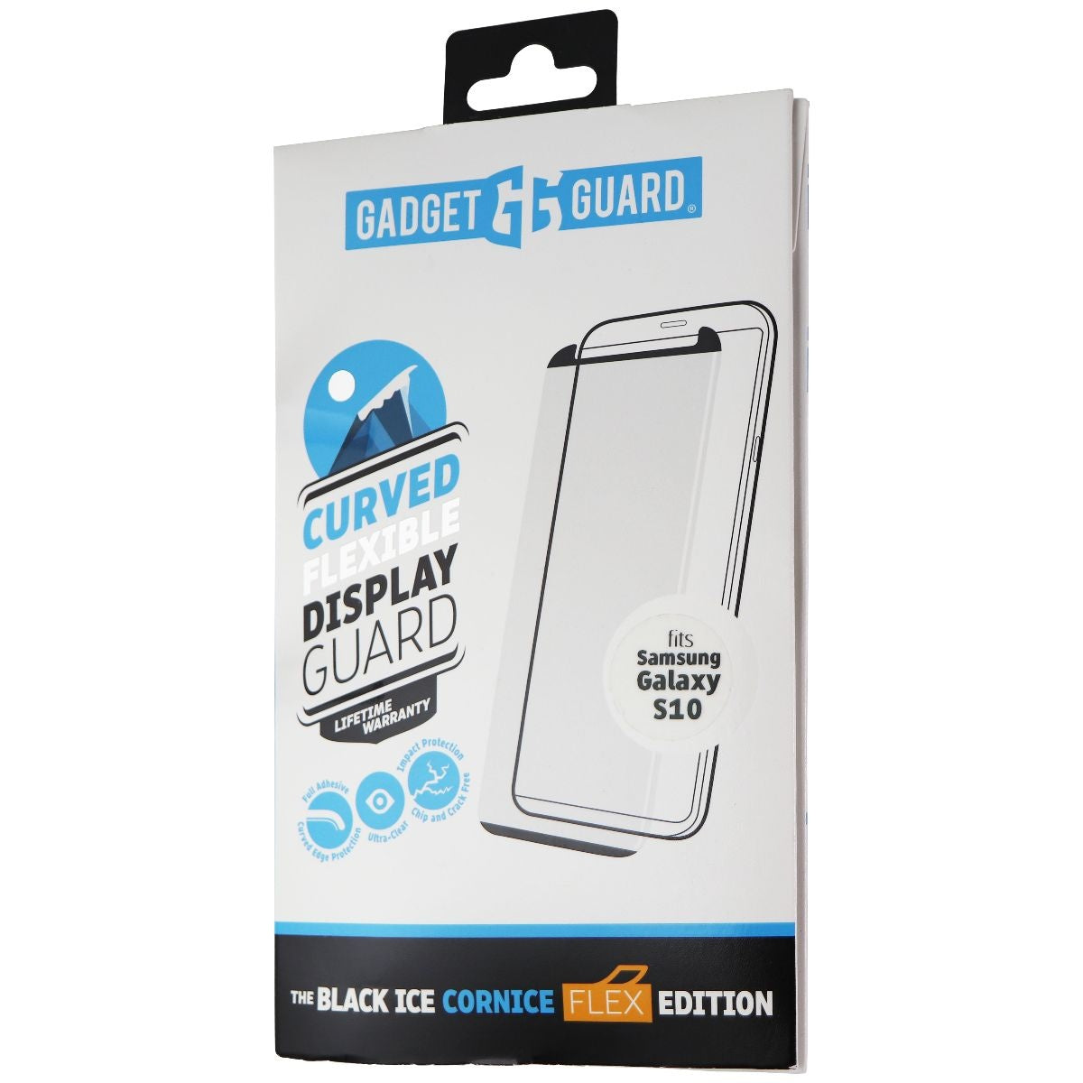 Gadget Guard (Black Ice Cornice Flex) Tempered Glass for Samsung Galaxy S10 Cell Phone - Screen Protectors Gadget Guard - Simple Cell Bulk Wholesale Pricing - USA Seller