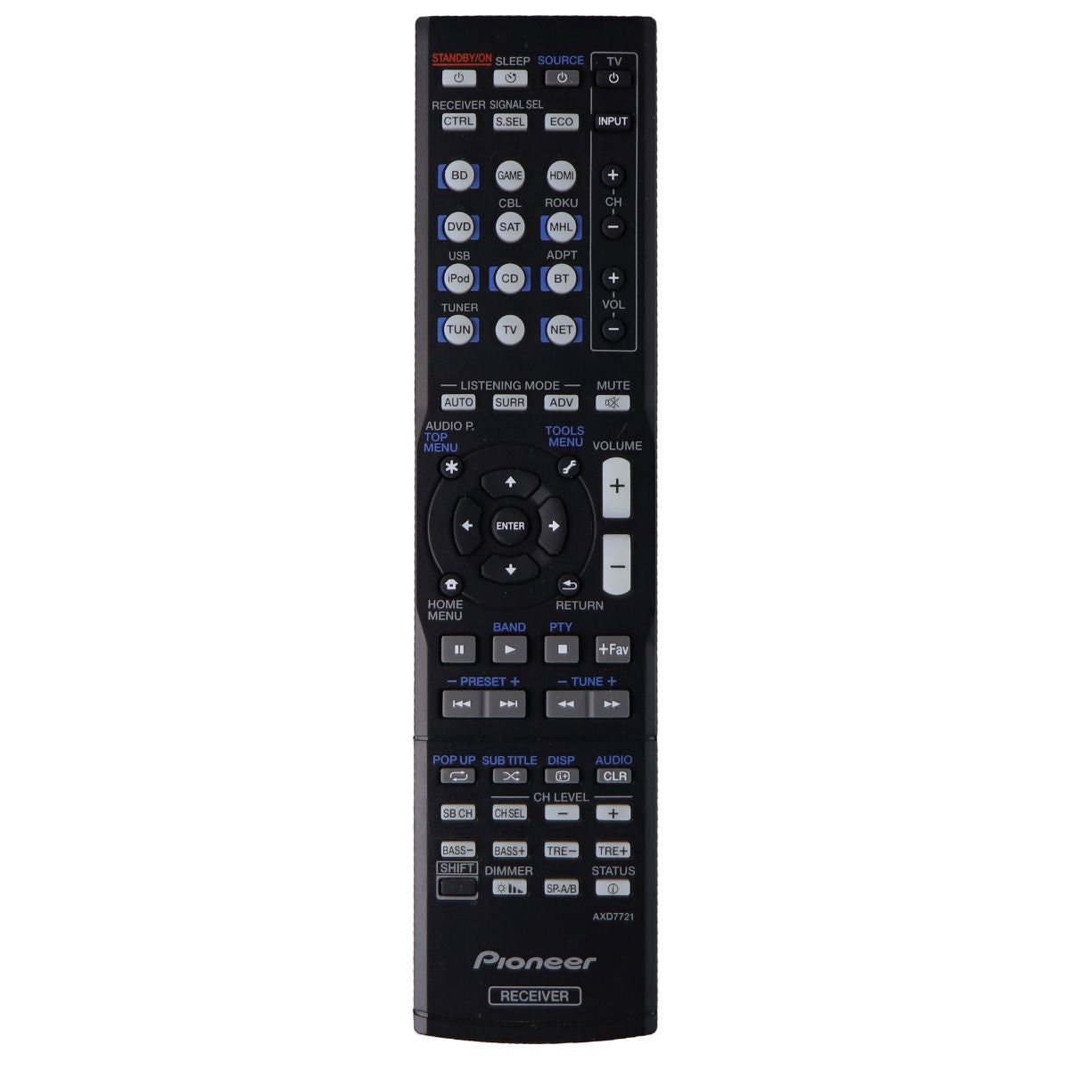 Pioneer Remote Control (AXD7721) for Select Pioneer AV Receivers - Black TV, Video & Audio Accessories - Remote Controls Pioneer - Simple Cell Bulk Wholesale Pricing - USA Seller