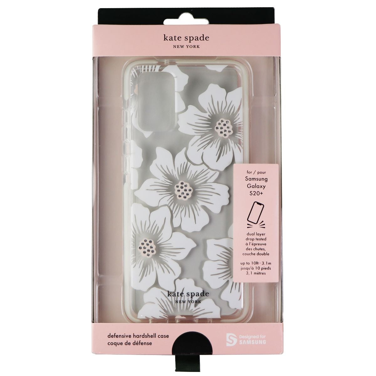 Kate Spade Defensive Hardshell Case for Galaxy S20+ (White Hollyhock/Clear) Cell Phone - Cases, Covers & Skins Kate Spade - Simple Cell Bulk Wholesale Pricing - USA Seller