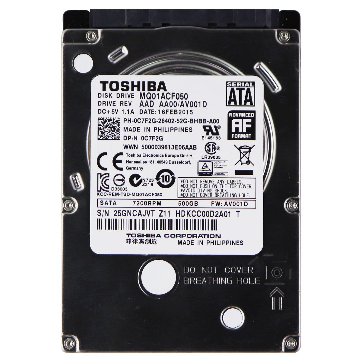 Toshiba (500GB) 7200RPM 2.5 SATA HDD Hard Drive (MQ01ACF050) Digital Storage - Internal Hard Disk Drives, HDD Toshiba - Simple Cell Bulk Wholesale Pricing - USA Seller