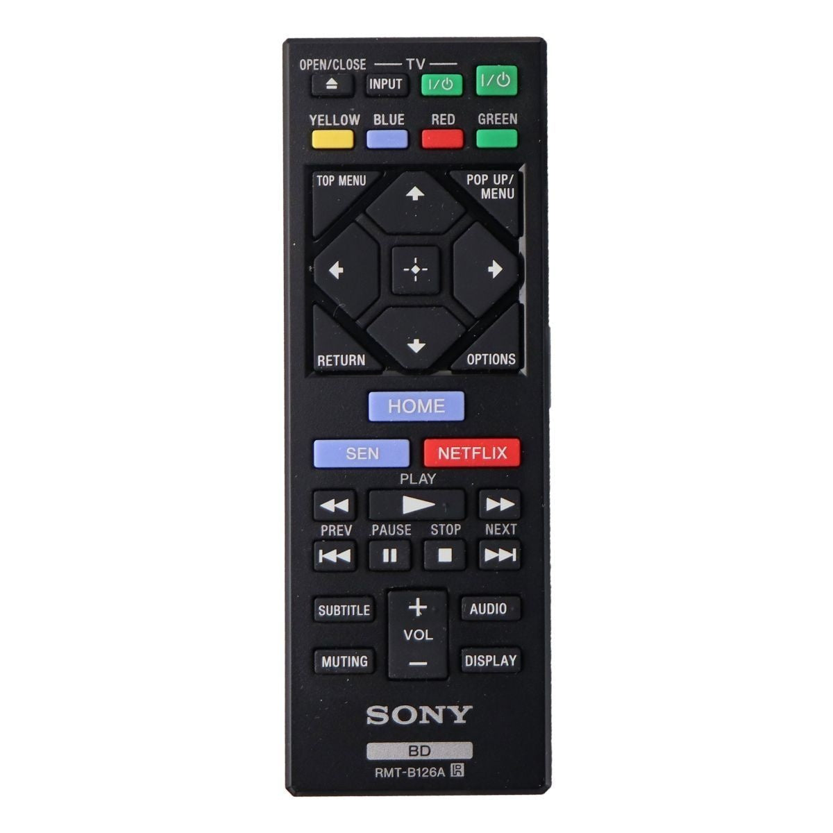 Sony Remote Control (RMT-B126A) for Select Sony Blu-Ray Players - Black TV, Video & Audio Accessories - Remote Controls Sony - Simple Cell Bulk Wholesale Pricing - USA Seller