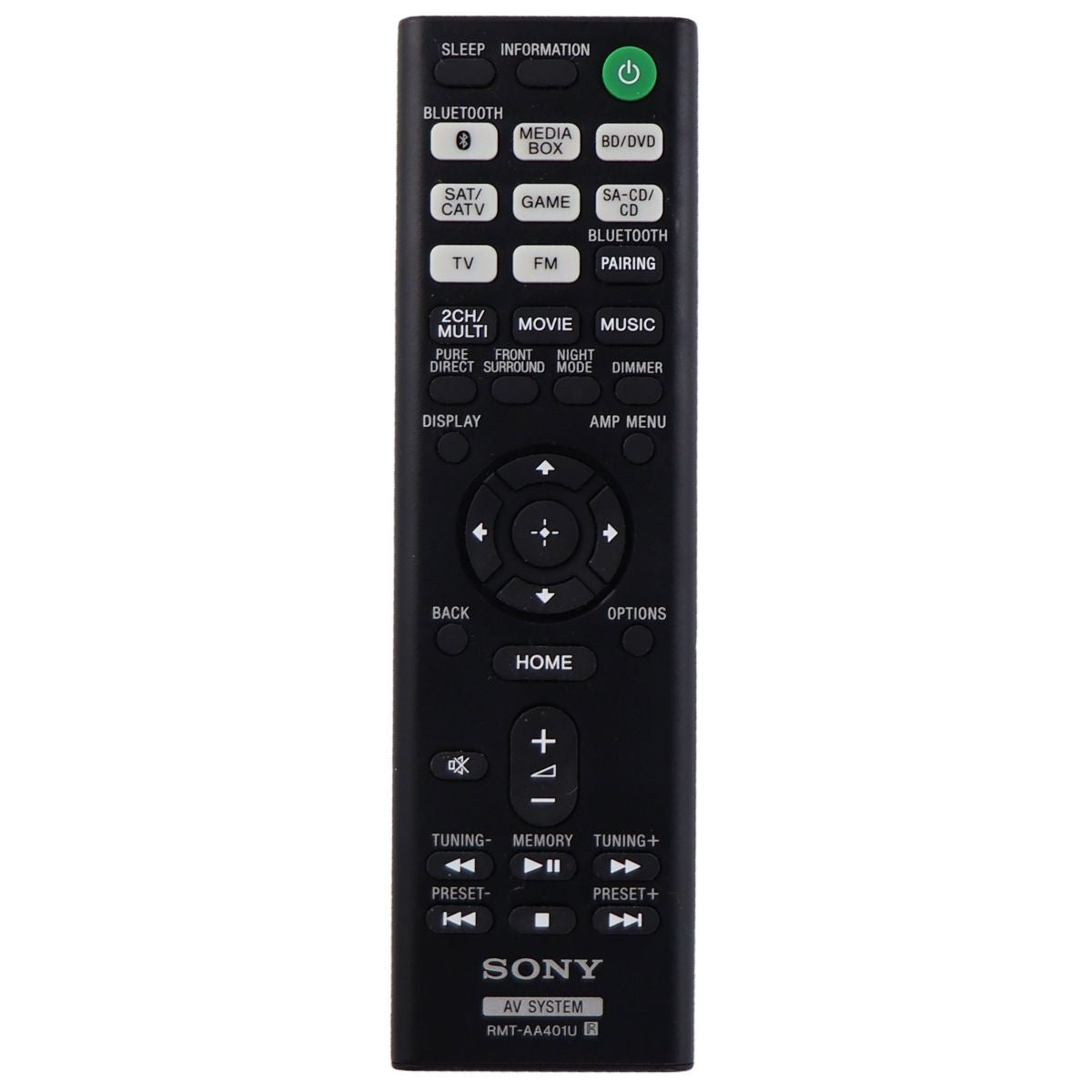 Sony Remote Control (RMT-AA401U) for Select Sony AV Receivers - Black TV, Video & Audio Accessories - Remote Controls Sony - Simple Cell Bulk Wholesale Pricing - USA Seller