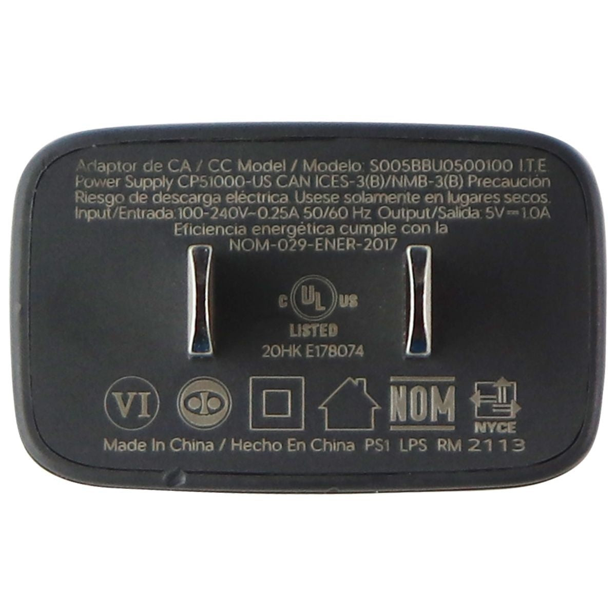 Google (5V/1A) Single USB Wall Adapter Travel Charger - Gray (S005BBU0500100) Cell Phone - Cables & Adapters Google - Simple Cell Bulk Wholesale Pricing - USA Seller