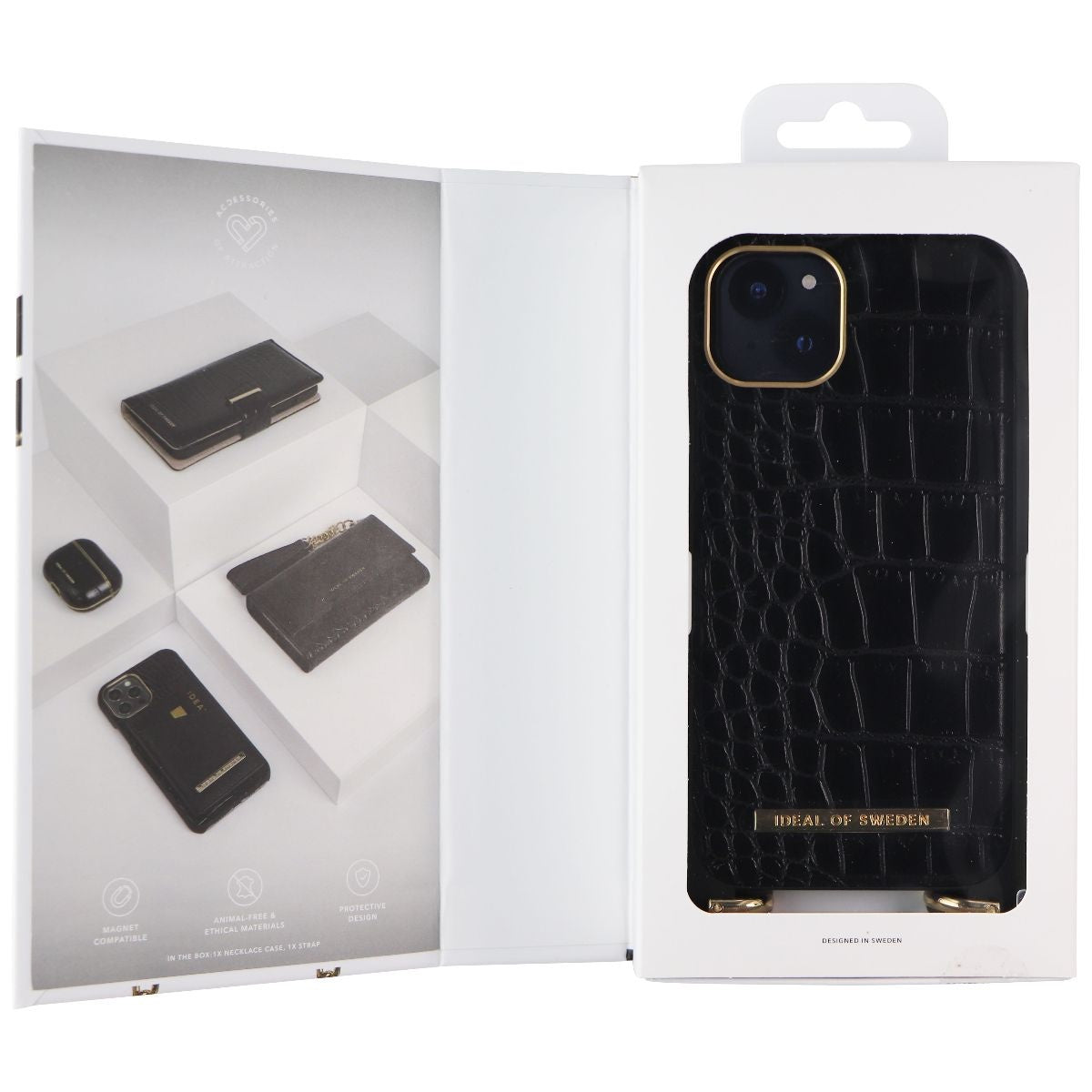 iDeal of Sweden Phone Necklace Case for Apple iPhone 13 - Jet Black Croco Cell Phone - Cases, Covers & Skins iDeal of Sweden - Simple Cell Bulk Wholesale Pricing - USA Seller