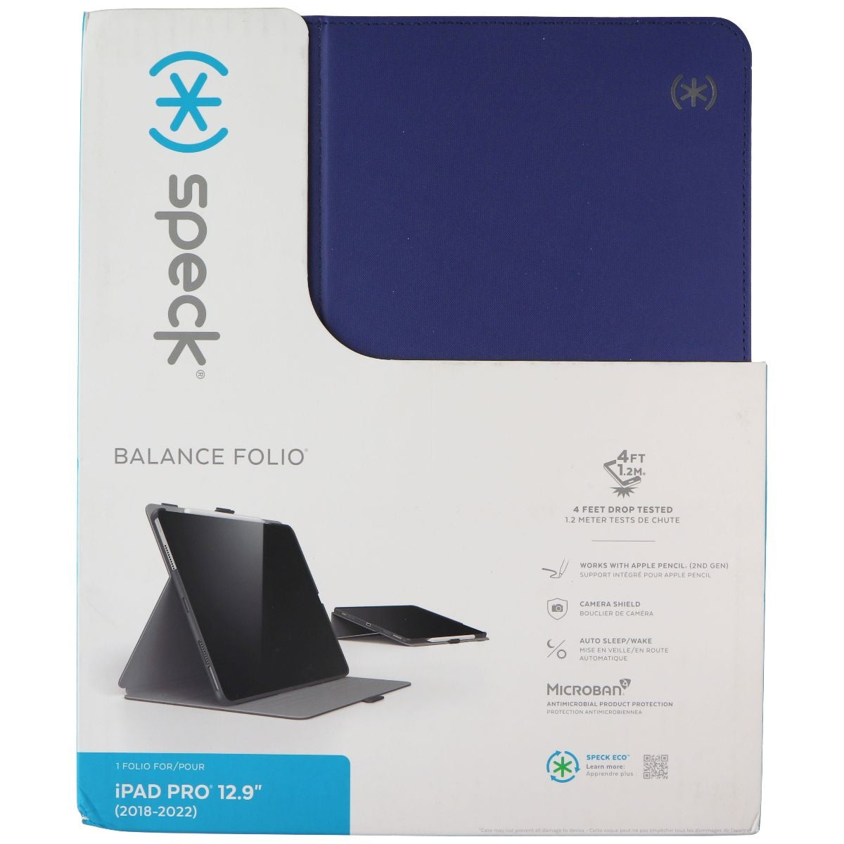 Speck Balance Folio Case for iPad Pro 12.9 (6th Gen) - Arcadia Navy/Moody Grey iPad/Tablet Accessories - Cases, Covers, Keyboard Folios Speck - Simple Cell Bulk Wholesale Pricing - USA Seller