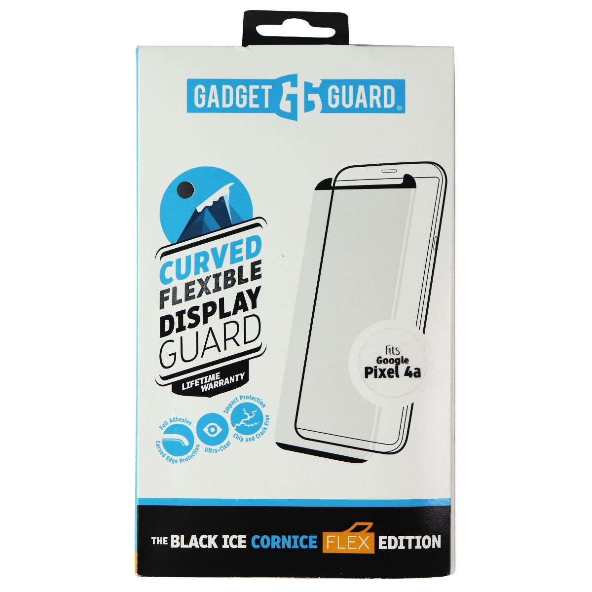 Gadget Guard Black Ice Cornice Flex Edition Screen Protector for Google Pixel 4a Cell Phone - Screen Protectors Gadget Guard - Simple Cell Bulk Wholesale Pricing - USA Seller