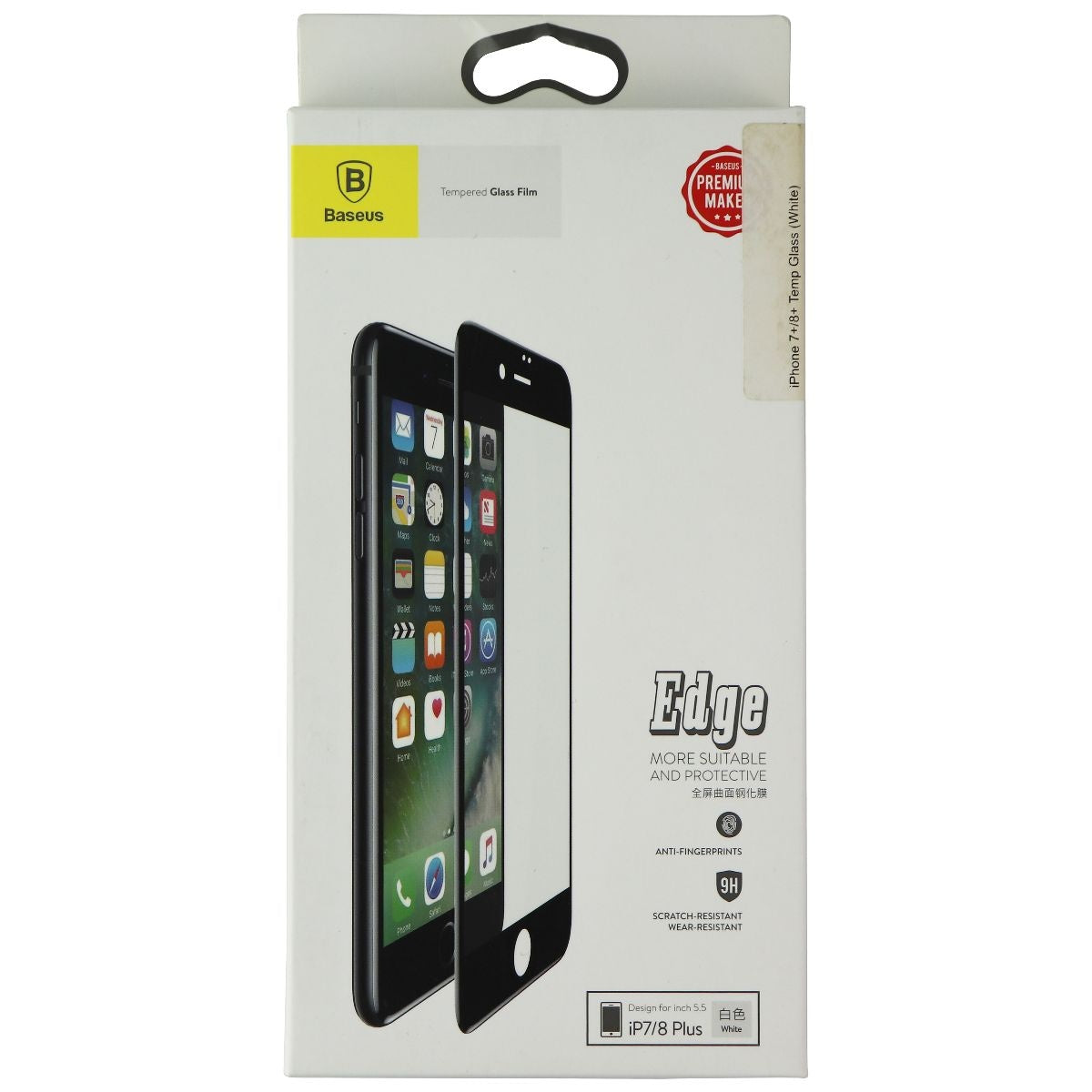 Baseus Edge Tempered Glass Film for Apple iPhone 8 Plus/7 Plus - White ...