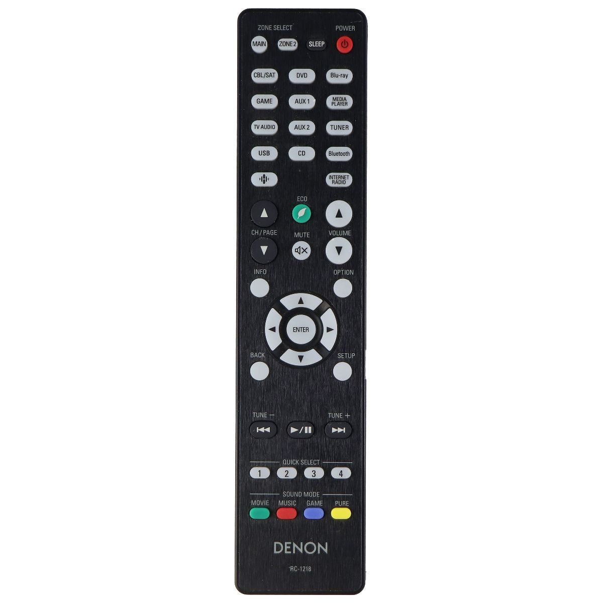 Denon OEM Remote Control (RC-1218) for Select Denon Receivers - Black TV, Video & Audio Accessories - Remote Controls Denon - Simple Cell Bulk Wholesale Pricing - USA Seller
