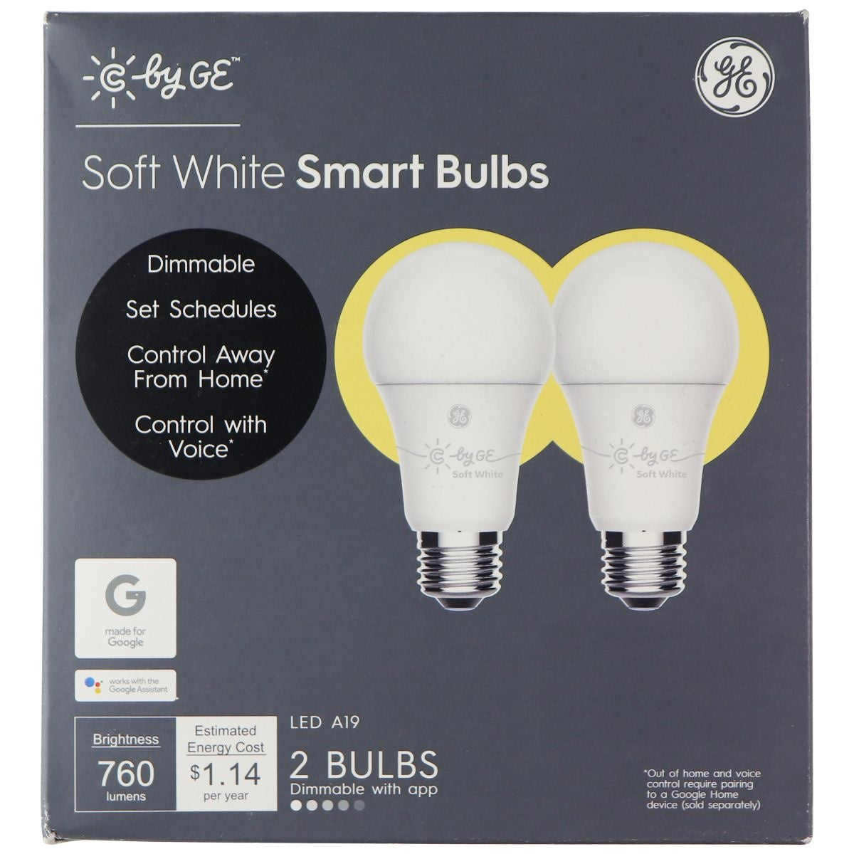 C by GE C-Sleep Series General Electric Smart Bulbs (2-Pack) - Warm White Camera Accessories - Light Bulbs & Tubes GE - Simple Cell Bulk Wholesale Pricing - USA Seller