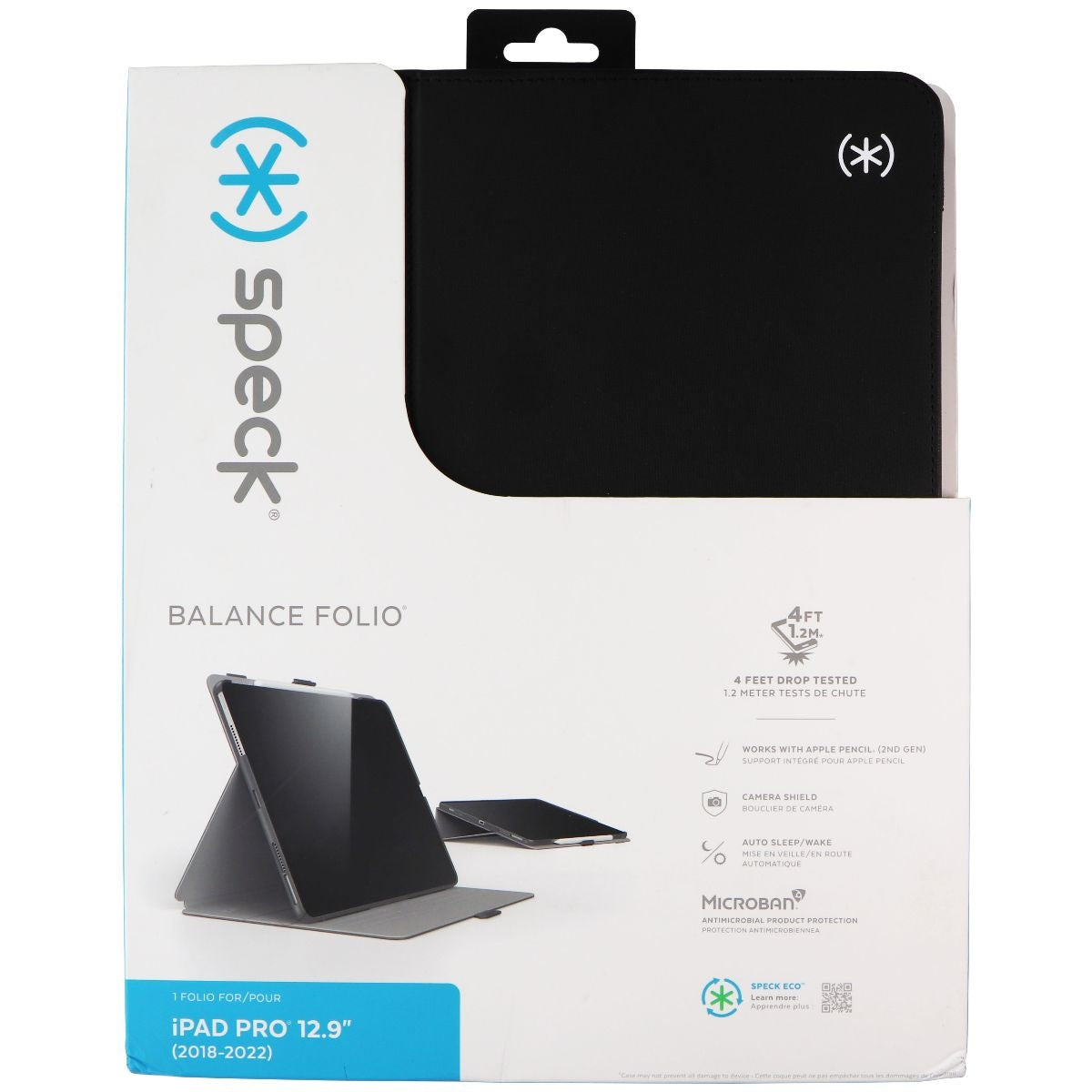Speck Balance Folio Case for Apple iPad Pro 12.9 (6th-10th Gen) - Black/White iPad/Tablet Accessories - Cases, Covers, Keyboard Folios Speck - Simple Cell Bulk Wholesale Pricing - USA Seller