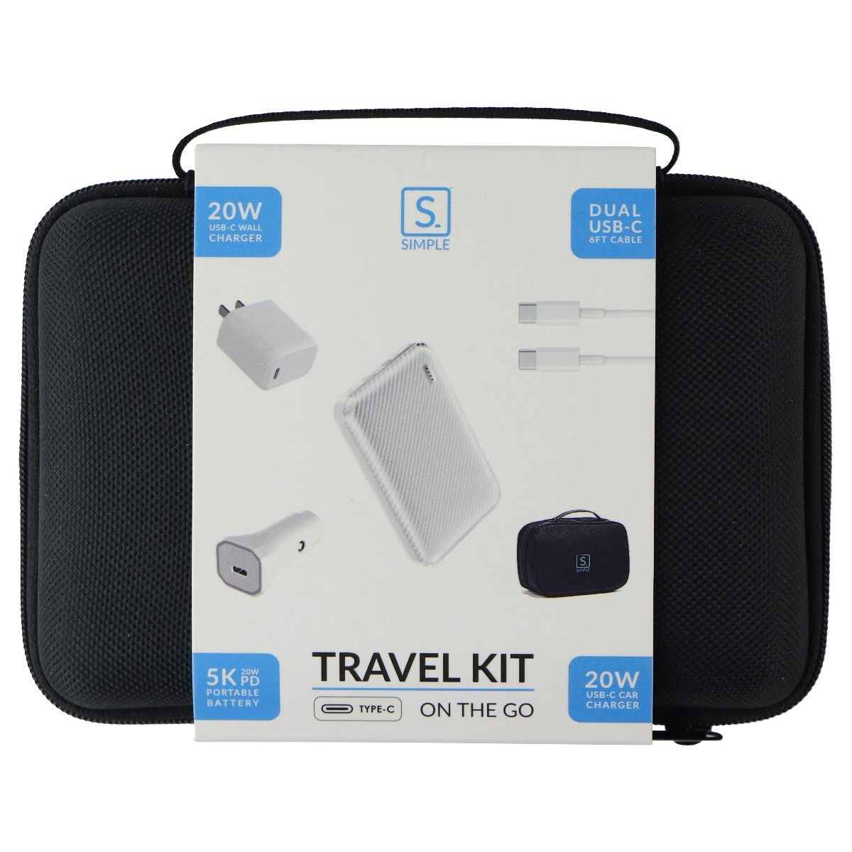 S. Simple Travel Kit USB-C On-The-Go Car and Wall Chargers - White Cell Phone - Chargers & Cradles S. Simple - Simple Cell Bulk Wholesale Pricing - USA Seller