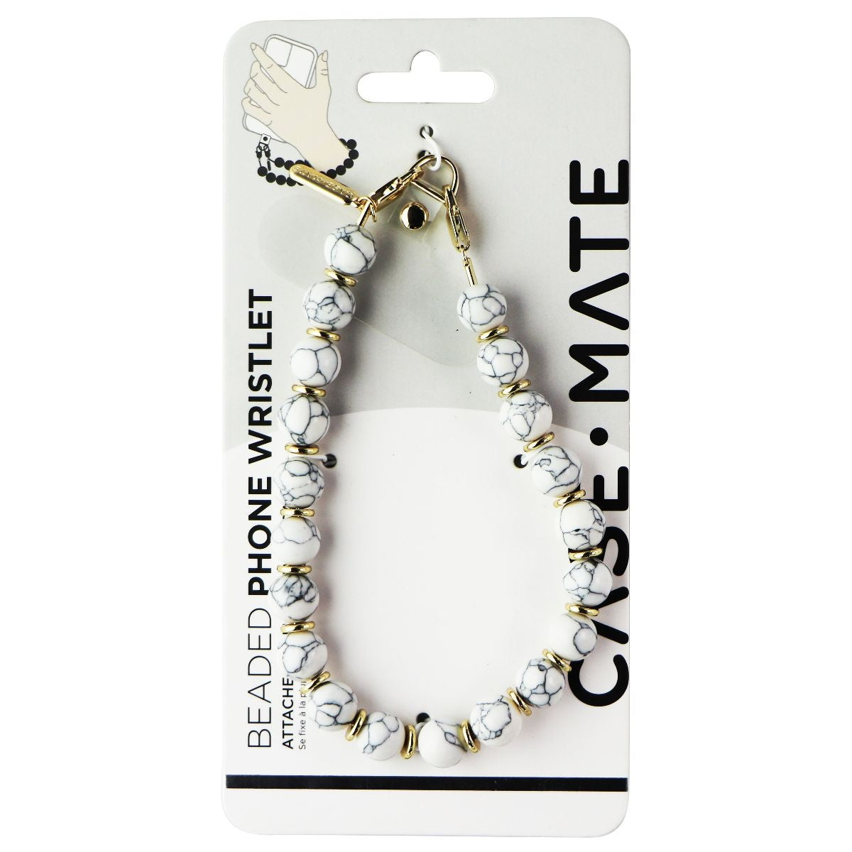 Case-Mate Beaded Phone Wristlet for iPhones - White Marble Cell Phone - Armbands Case-Mate - Simple Cell Bulk Wholesale Pricing - USA Seller