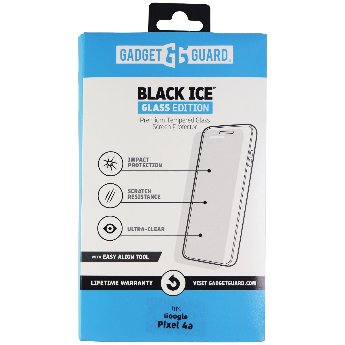 Gadget Guard Black Ice Glass with Easy Align Tool for Google Pixel 4a - Clear Cell Phone - Screen Protectors Gadget Guard - Simple Cell Bulk Wholesale Pricing - USA Seller