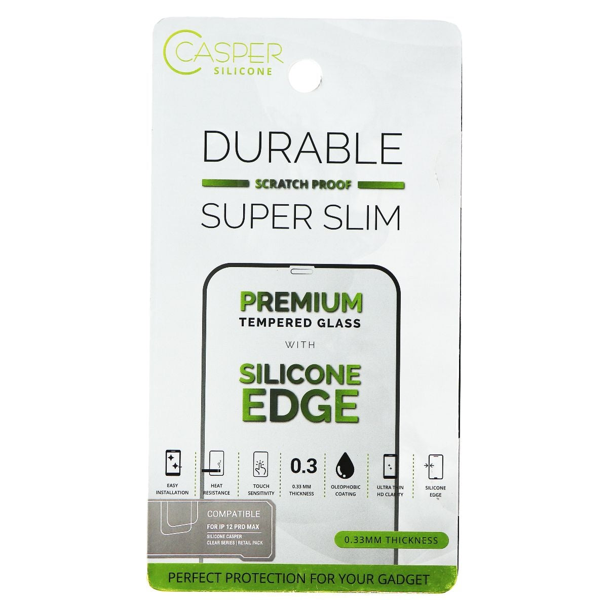 Casper Tempered Glass Screen Protector with Silicone Edge for iPhone 12 Pro Max Cell Phone - Screen Protectors Casper - Simple Cell Bulk Wholesale Pricing - USA Seller