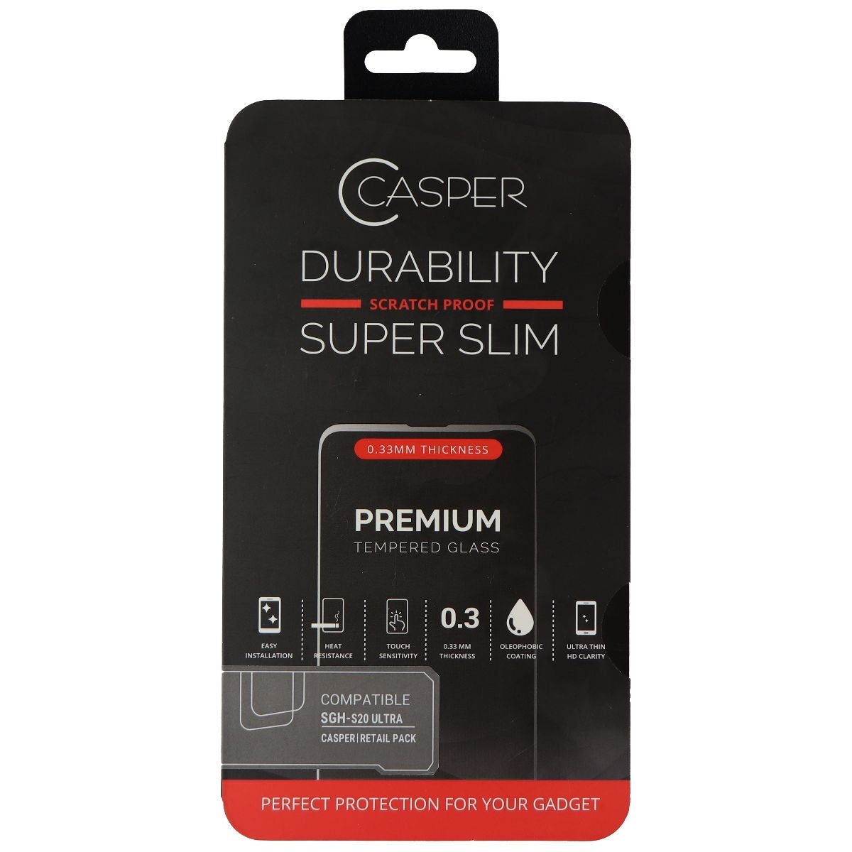 Casper Durability Series 0.33mm Screen Protector for Samsung Galaxy S20 Ultra Cell Phone - Screen Protectors Casper - Simple Cell Bulk Wholesale Pricing - USA Seller