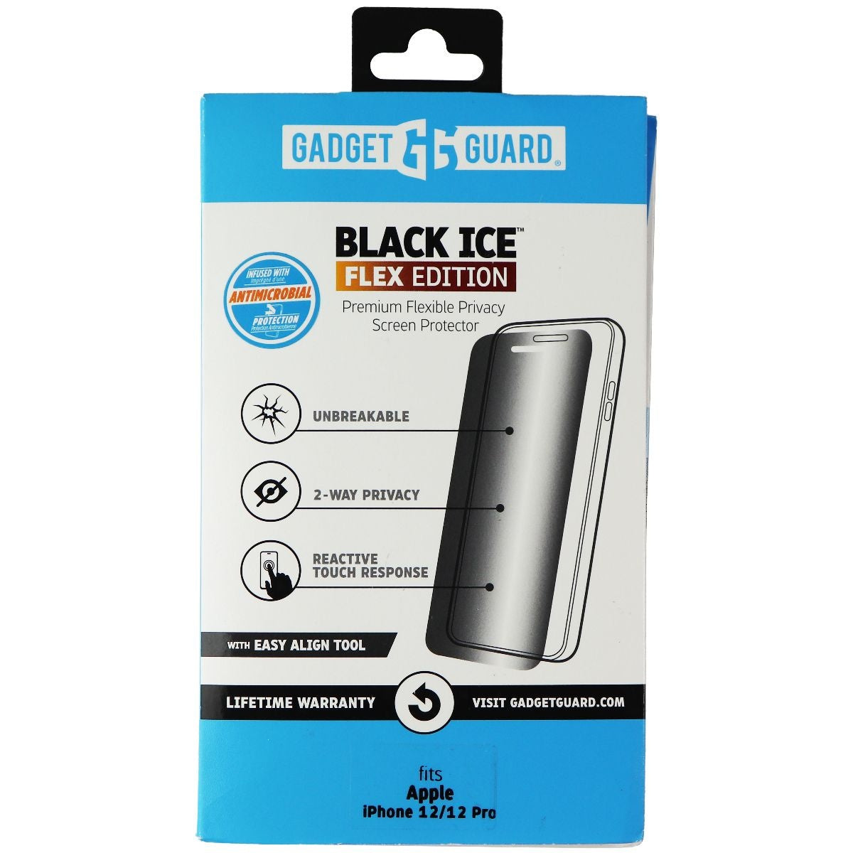 Gadget Guard Flex Privacy Black Ice Screen Protector for iPhone 12/12 Pro Cell Phone - Screen Protectors Gadget Guard - Simple Cell Bulk Wholesale Pricing - USA Seller