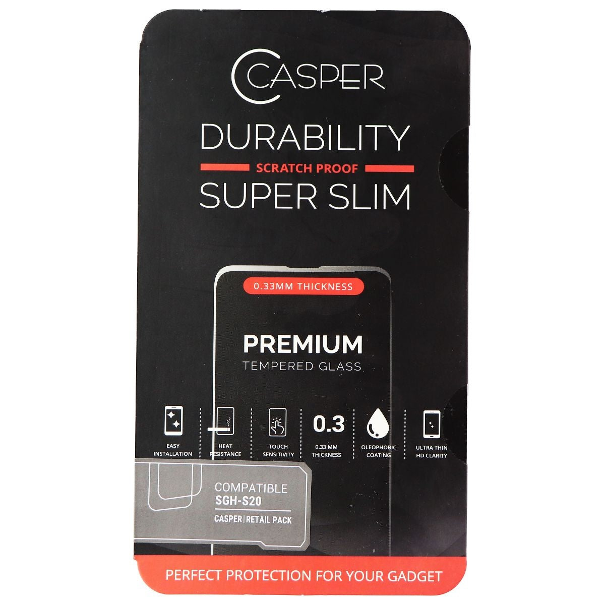 Casper Premium 0.33mm Tempered Glass for Samsung Galaxy S20 Cell Phone - Screen Protectors Casper - Simple Cell Bulk Wholesale Pricing - USA Seller
