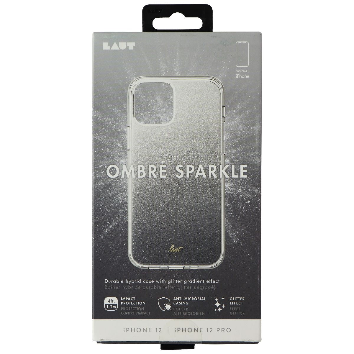 LAUT OMBRE SPARKLE Series Case for iPhone 12/12 Pro - Black Cell Phone - Cases, Covers & Skins Laut - Simple Cell Bulk Wholesale Pricing - USA Seller