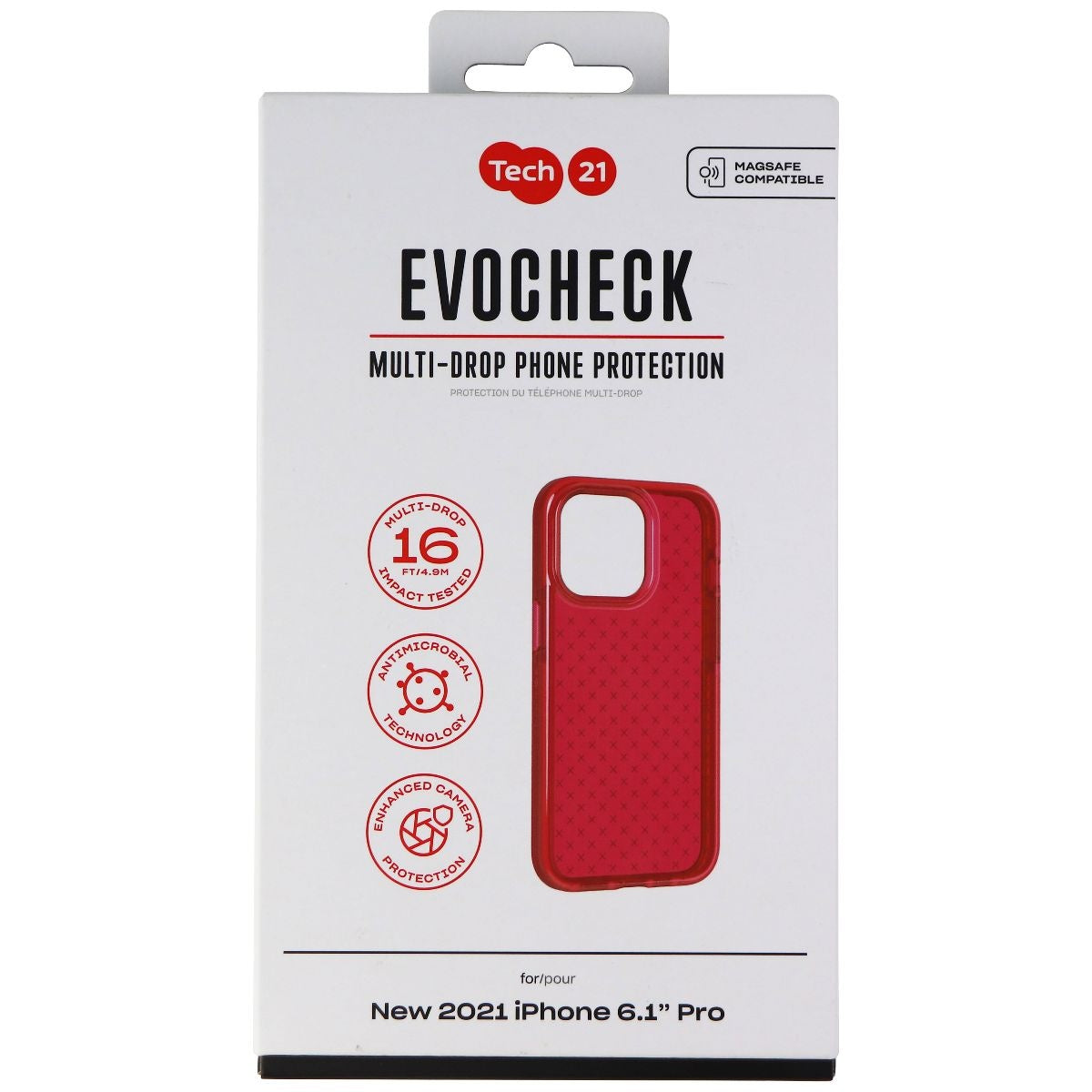 Tech21 Evo Check Flexible Gel Case for Apple iPhone 13 Pro - Rubine Red Cell Phone - Cases, Covers & Skins Tech21 - Simple Cell Bulk Wholesale Pricing - USA Seller