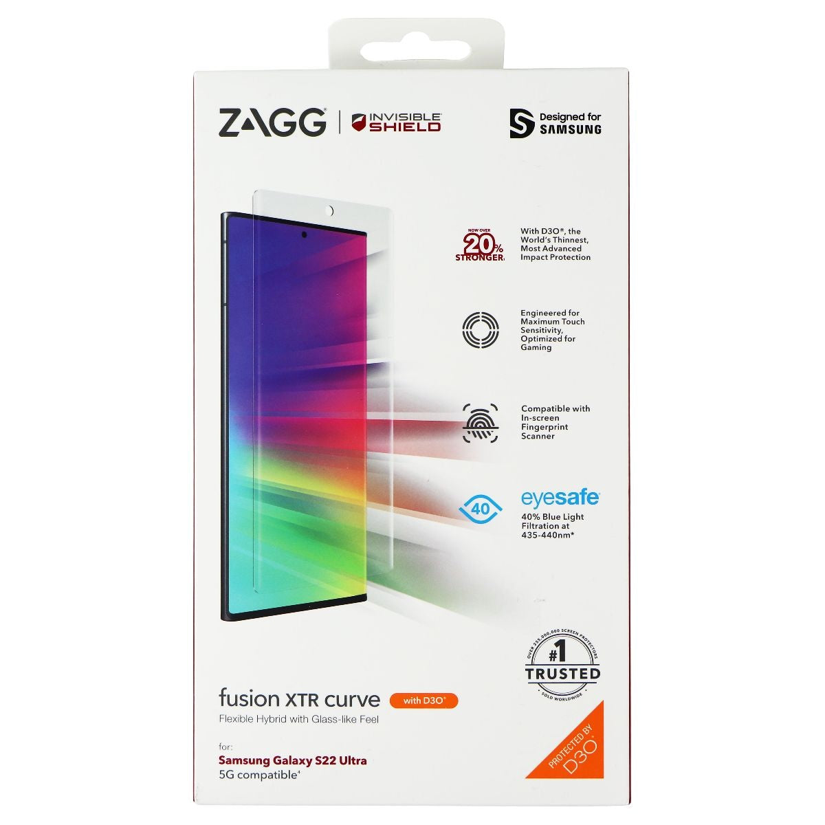 ZAGG InvisibleShield Fusion XTR Curve Screen Protector for Galaxy S22 Ultra Cell Phone - Screen Protectors Zagg - Simple Cell Bulk Wholesale Pricing - USA Seller