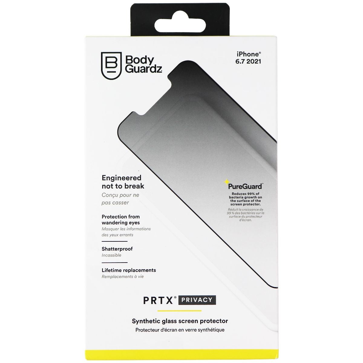BodyGuardz PRTX Privacy Screen Protector for iPhone 13 Pro Max Cell Phone - Screen Protectors BODYGUARDZ - Simple Cell Bulk Wholesale Pricing - USA Seller