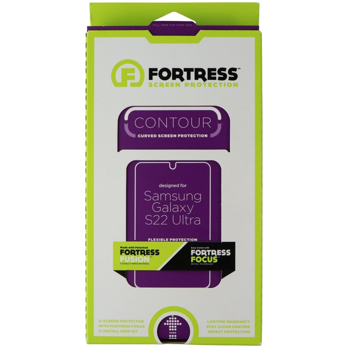 Fortress Contour Curved Screen for Samsung Galaxy S22 Ultra - Clear Cell Phone - Screen Protectors Fortress - Simple Cell Bulk Wholesale Pricing - USA Seller