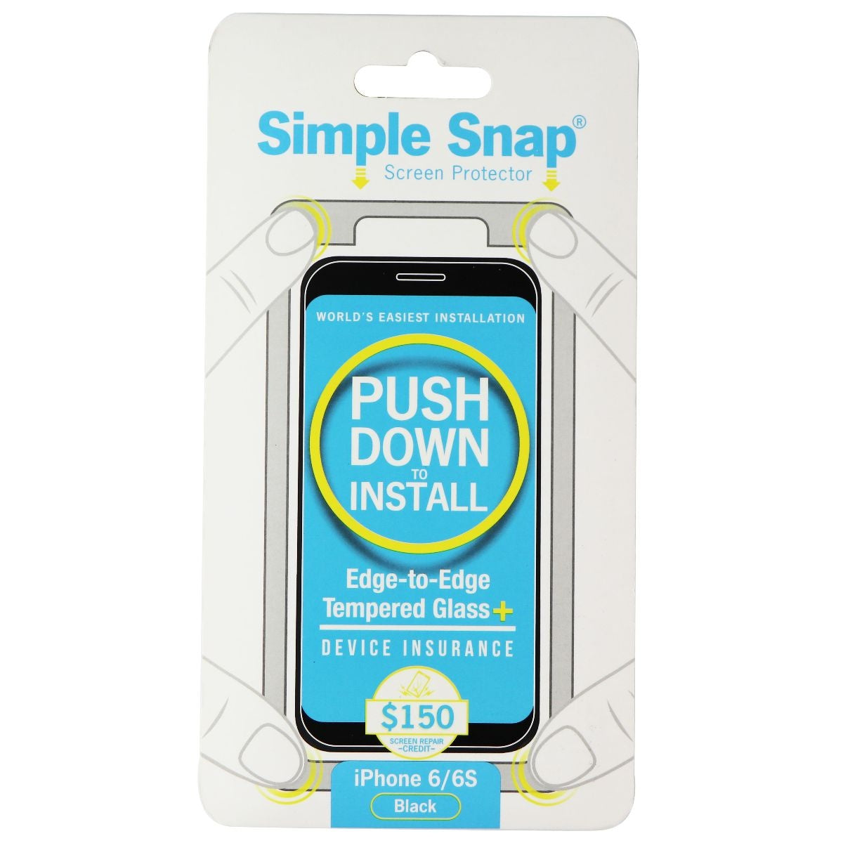 Simple Snap Tempered Glass Protector for Apple iPhone 6s and 6 - Black/Clear Cell Phone - Screen Protectors Simple Snap - Simple Cell Bulk Wholesale Pricing - USA Seller