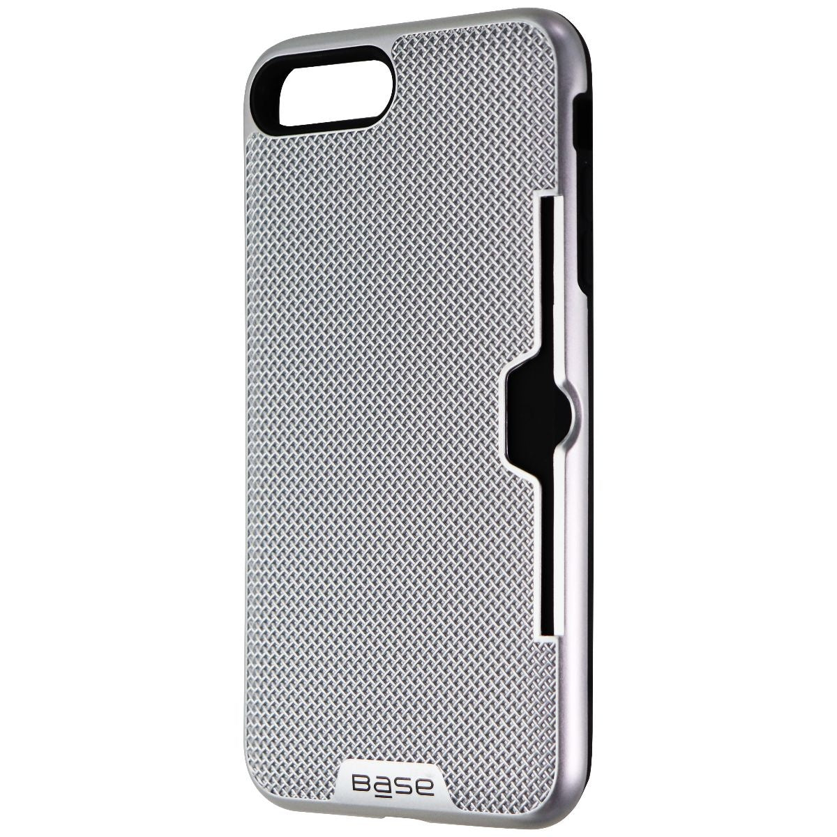 Base DuraFit Stowaway Credit Card Case for iPhone 8 Plus/7 Plus- Silver/Black Cell Phone - Cases, Covers & Skins Base - Simple Cell Bulk Wholesale Pricing - USA Seller