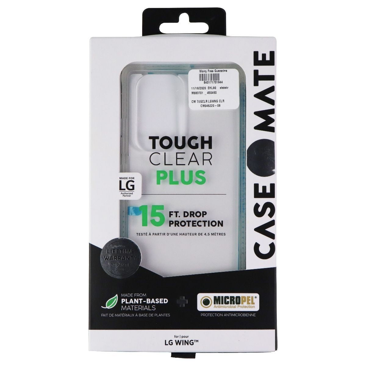 Case-Mate Tough Clear Plus Case for LG Wing 5G- Clear / Frost Cell Phone - Cases, Covers & Skins Case-Mate - Simple Cell Bulk Wholesale Pricing - USA Seller
