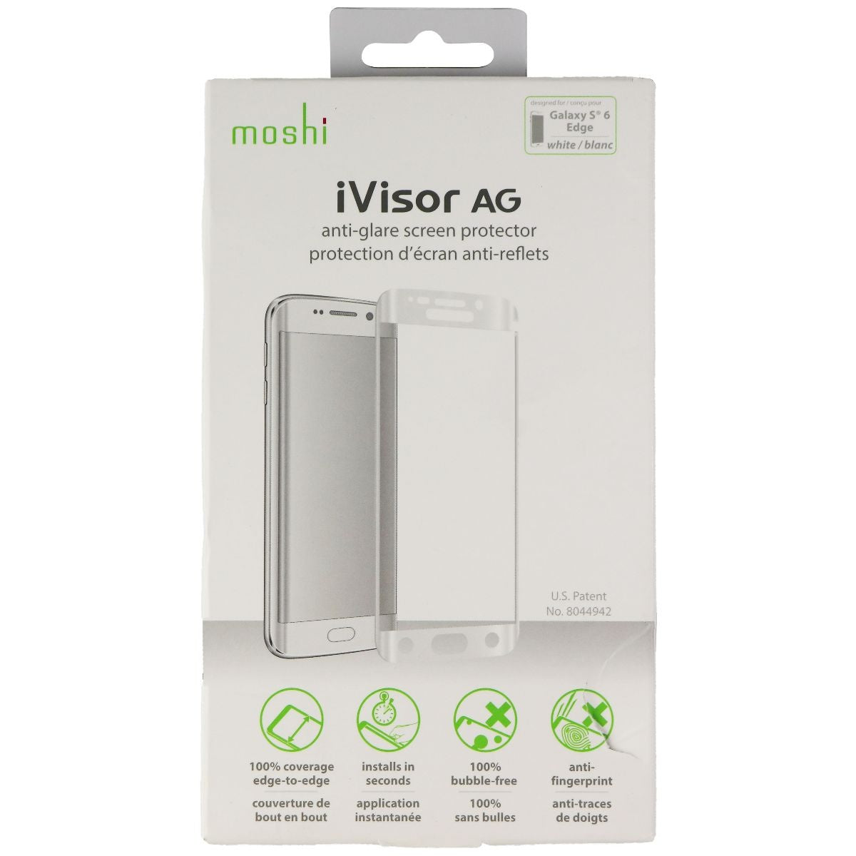 Moshi iVisor AG Anti-Glare Screen Protector for Galaxy S6 Edge - Clear/White Cell Phone - Screen Protectors Moshi - Simple Cell Bulk Wholesale Pricing - USA Seller