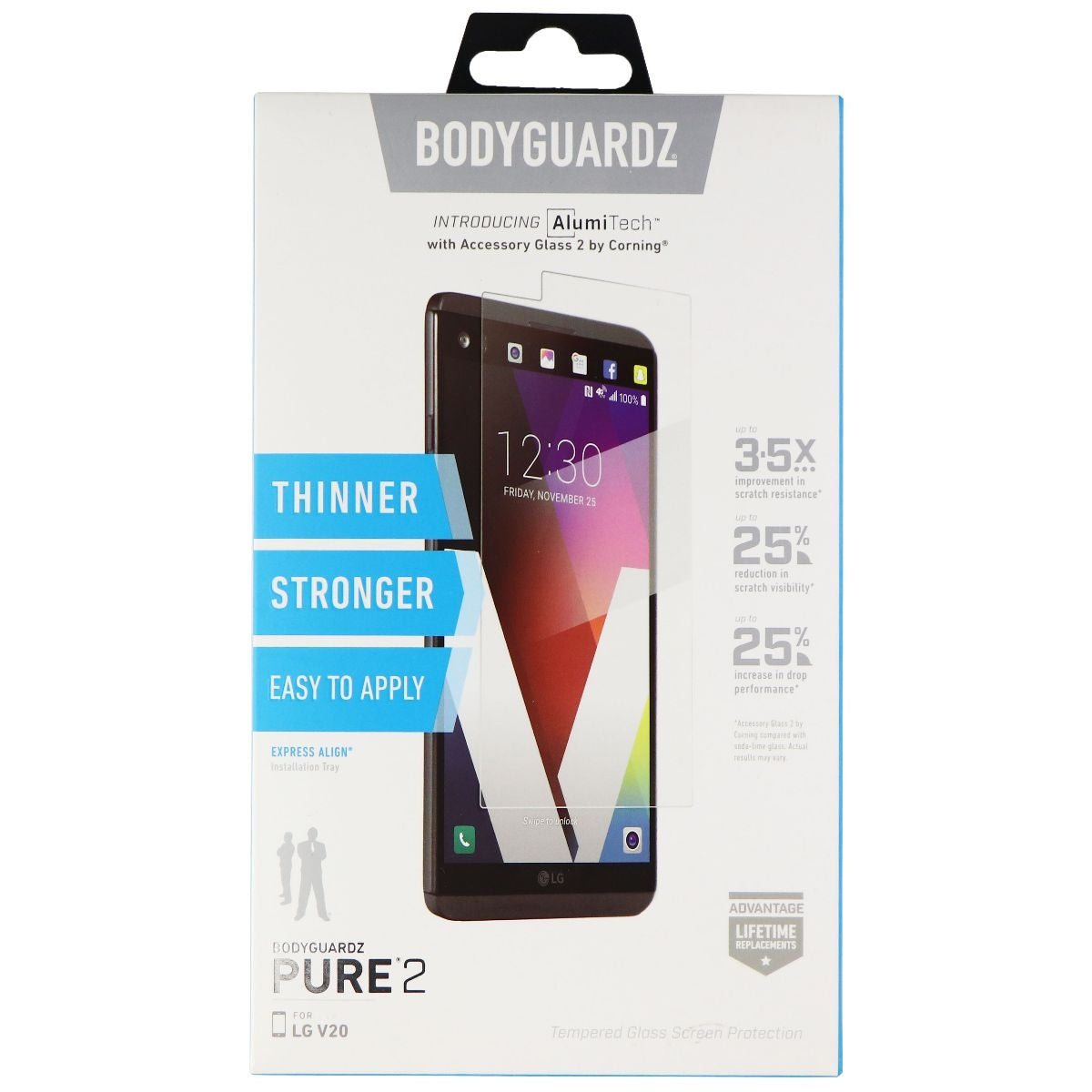 BodyGuardz Pure 2 Series Tempered Glass for LG V20 Smartphones - Clear Cell Phone - Screen Protectors BODYGUARDZ - Simple Cell Bulk Wholesale Pricing - USA Seller