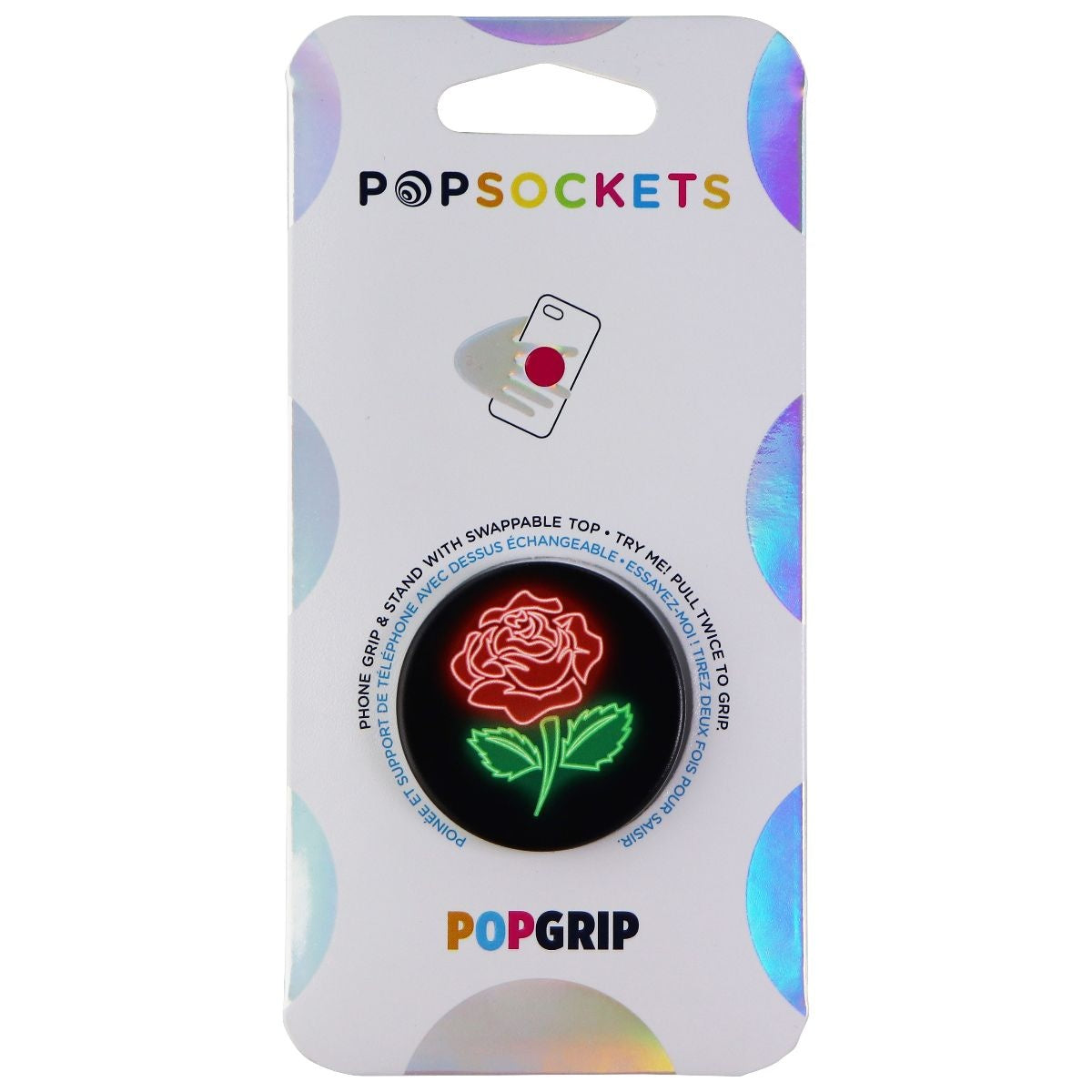 PopSockets: PopGrip Stand and Grip with a Swappable Top - Neon Rose Cell Phone - Mounts & Holders PopSockets - Simple Cell Bulk Wholesale Pricing - USA Seller