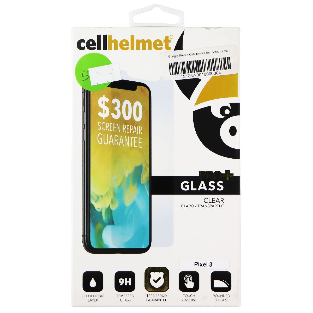 CellHelmet Pro+ Glass Clear Screen Protector for Google Pixel 3 Cell Phone - Screen Protectors CellHelmet - Simple Cell Bulk Wholesale Pricing - USA Seller
