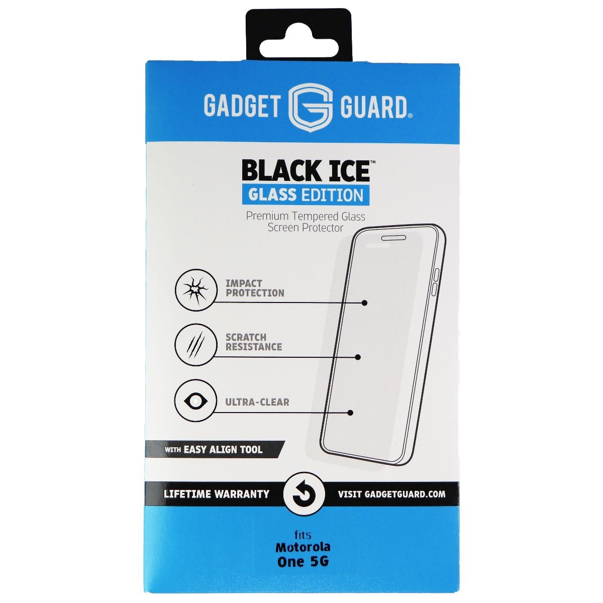 Gadget Guard Black Ice Glass Edition Protector for Motorola One 5G - Clear Cell Phone - Screen Protectors Gadget Guard - Simple Cell Bulk Wholesale Pricing - USA Seller