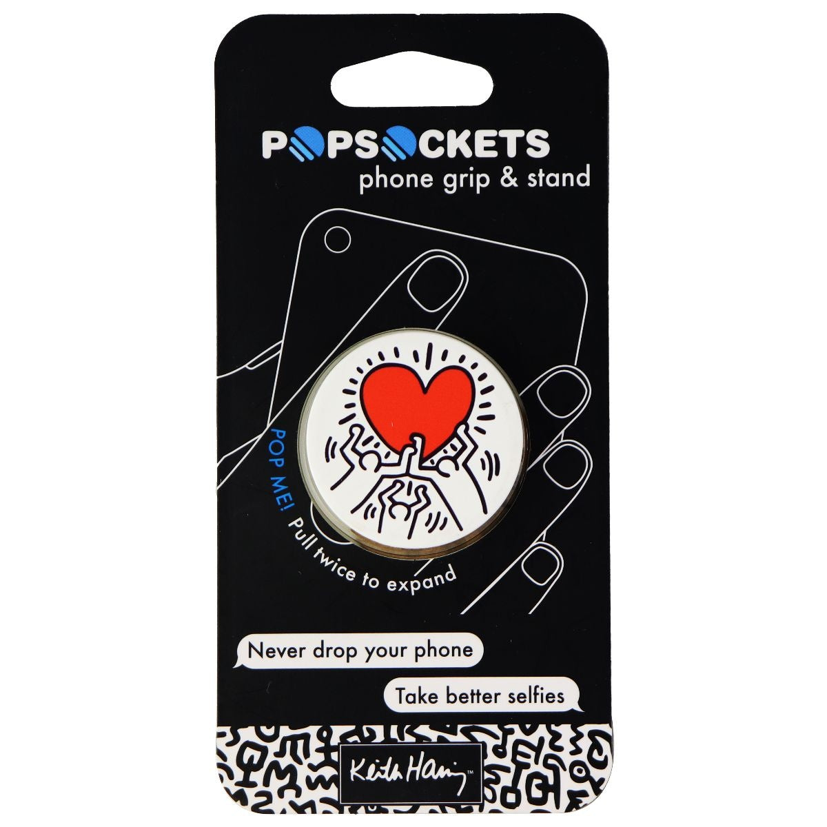 PopSockets: Grip and Stand for Phones & Tablets - Keith Haring 3 Figures / Heart Cell Phone - Mounts & Holders PopSockets - Simple Cell Bulk Wholesale Pricing - USA Seller