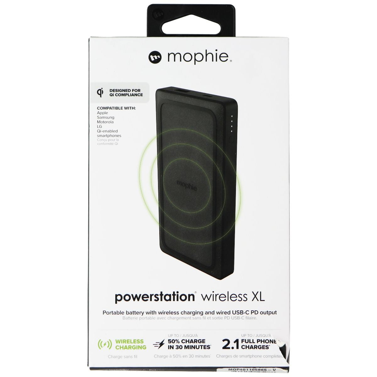 Mophie Powerstation Wireless 10,000mAh USB-C Power Bank with Qi Charging Cell Phone - Chargers & Cradles Mophie - Simple Cell Bulk Wholesale Pricing - USA Seller