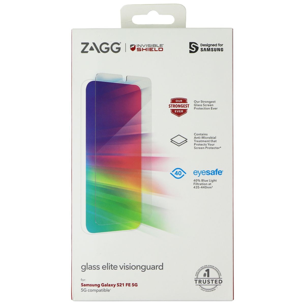 ZAGG InvisibleShield Glass Elite Visionguard Screen for Samsung Galaxy S21 FE 5G Cell Phone - Screen Protectors Zagg - Simple Cell Bulk Wholesale Pricing - USA Seller