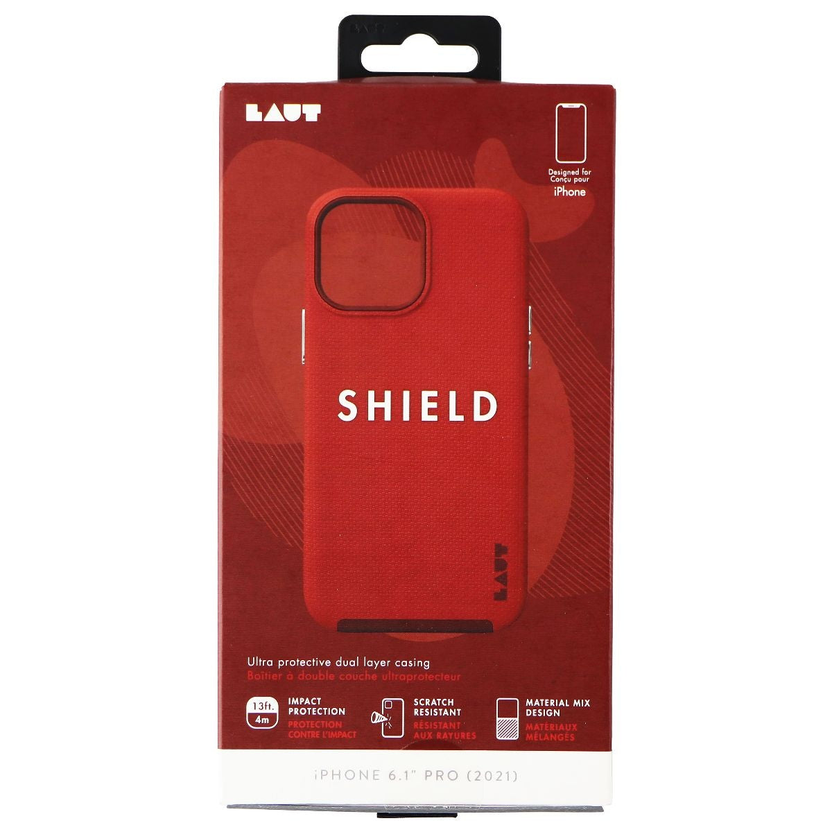 LAUT Shield Series Dual Layer Case for Apple iPhone 13 Pro - Crimson Red Cell Phone - Cases, Covers & Skins Laut - Simple Cell Bulk Wholesale Pricing - USA Seller