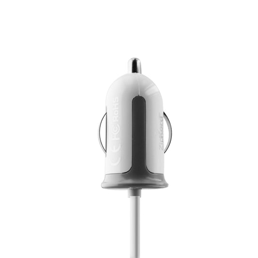 ZipKord 2.4A 3-Foot Car Charger for iPhones - White/iPhone X 8 7