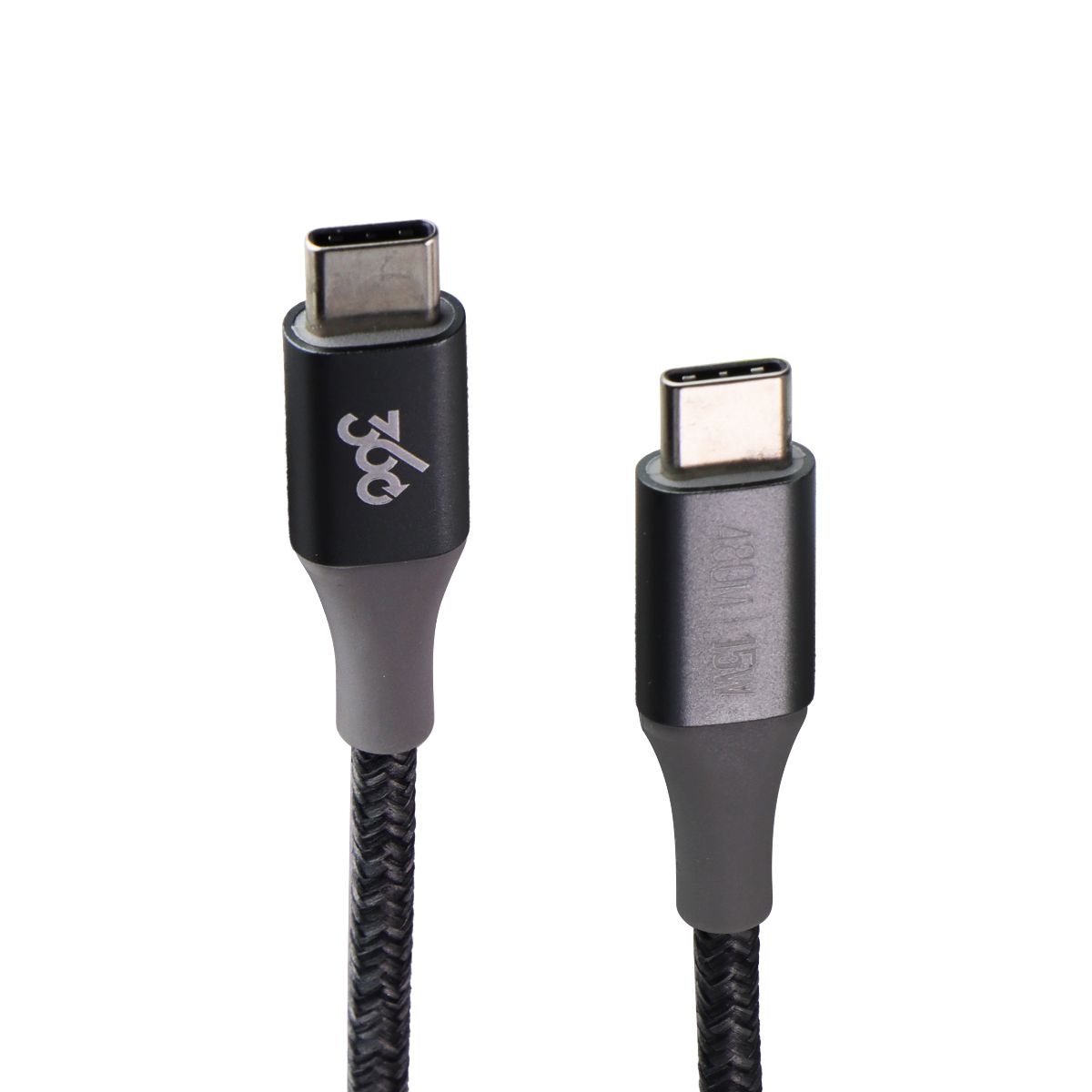 360 (4ft) HabitatCharge USB-C to USB-C Braided Charging Cable - Charcoal Cell Phone - Cables & Adapters 360 Electrical - Simple Cell Bulk Wholesale Pricing - USA Seller