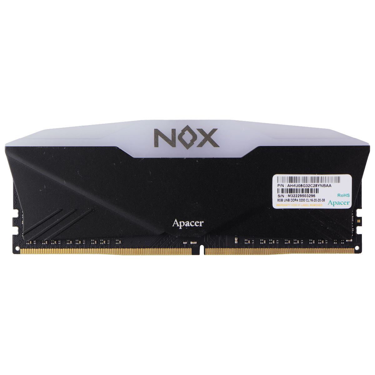 Apacer NOX 8GB 1Rx8 DDR4 SDRAM PC4-25600 3200MHz (AH4U08G32C28YNBAA) PC RAM Computer Parts - Memory (RAM) Apacer - Simple Cell Bulk Wholesale Pricing - USA Seller
