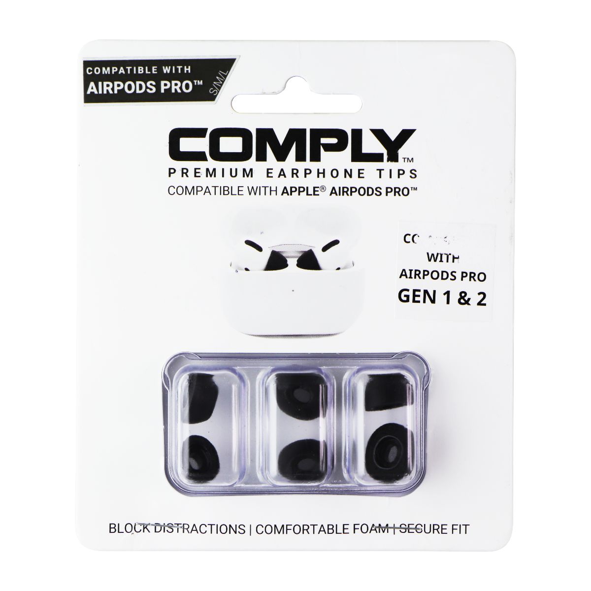 Comply Foam Ear Tips for Apple AirPods Pro Generation 1 & 2 - Black Cell Phone - Other Accessories Comply - Simple Cell Bulk Wholesale Pricing - USA Seller