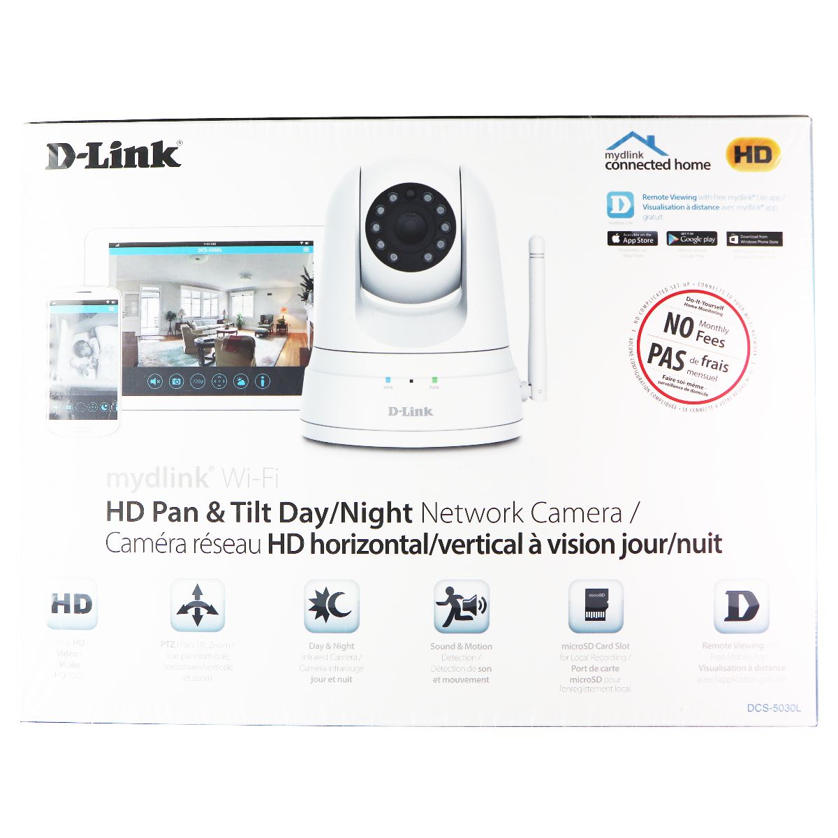 D-Link HD WiFi Security Camera w/ 720p Resolution - White - DCS-5030L Home Surveillance - Security Cameras D-Link - Simple Cell Bulk Wholesale Pricing - USA Seller