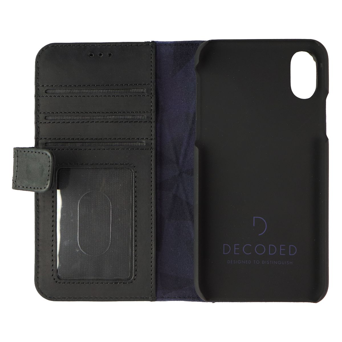 Decoded Full Grain Leather Case for Apple iPhone Xs/X - Smooth Black Cell Phone - Cases, Covers & Skins Decoded - Simple Cell Bulk Wholesale Pricing - USA Seller