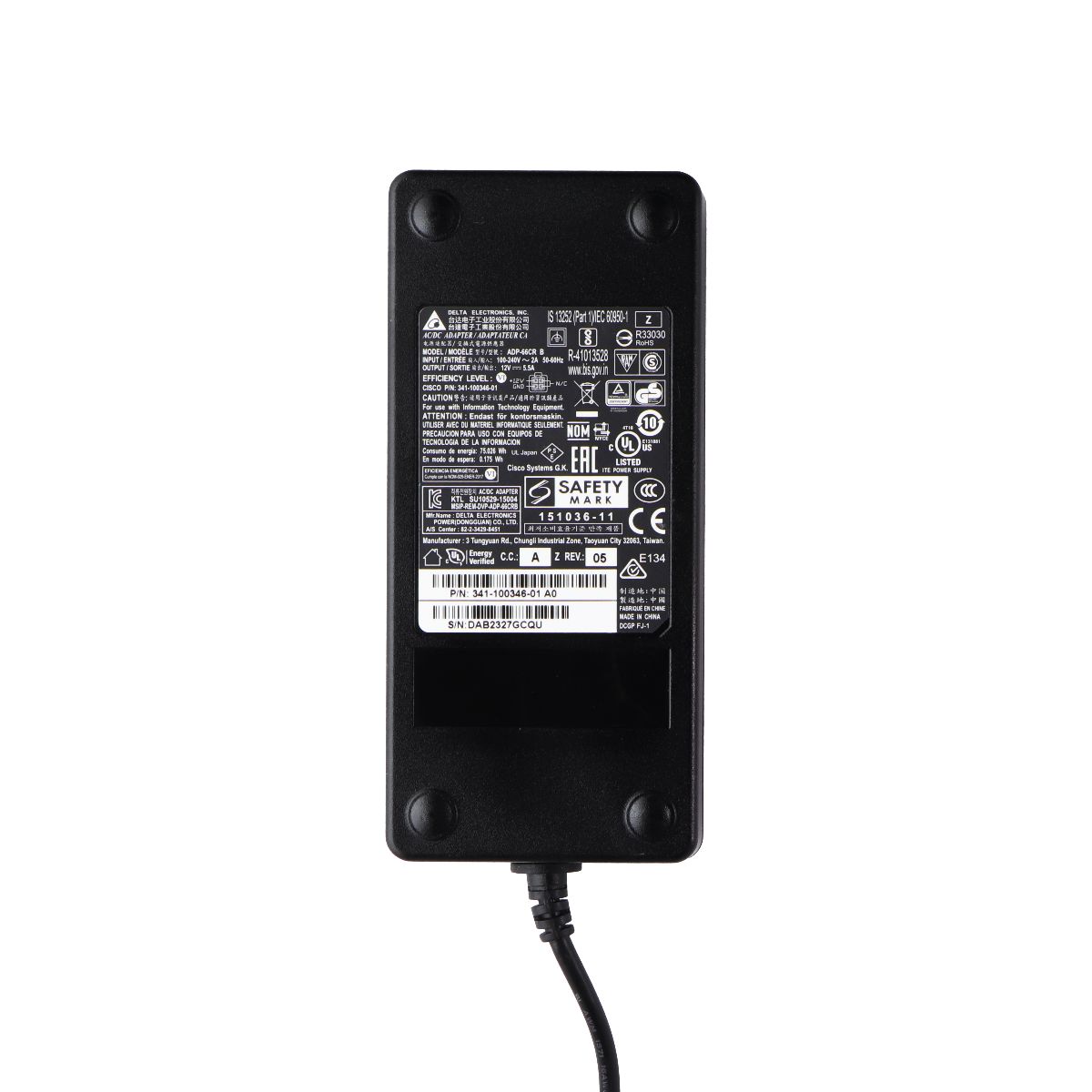 Delta Electronics 4 Pin Power Supply- 12V/5.5A - (ADP-66CR) - Black - Brick Only Multipurpose Batteries & Power - Multipurpose AC to DC Adapters Delta Electronics - Simple Cell Bulk Wholesale Pricing - USA Seller