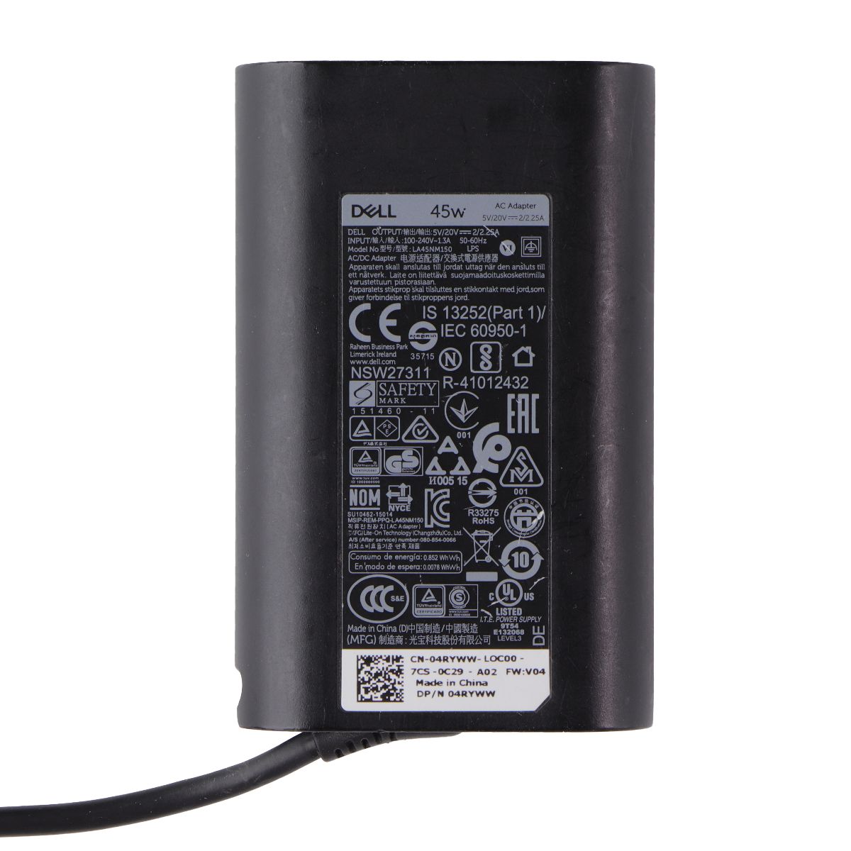 Laptop Notebook Charger (45W) for Original Dell Inspiron - Black (LA45NM150) Computer Accessories - Laptop Power Adapters/Chargers Dell - Simple Cell Bulk Wholesale Pricing - USA Seller