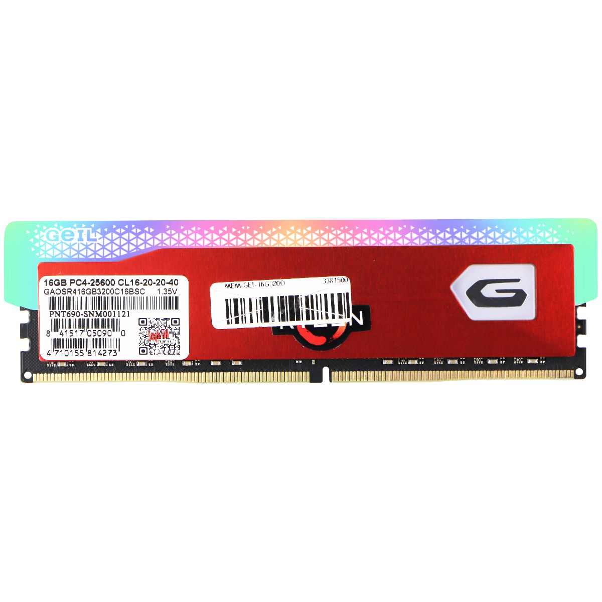 GeIL Orion Ryzen (16GB) DDR4 PC4-25600 PC RAM Memory (GAOSR416GB3200C16BSC) Computer Parts - Memory (RAM) GeIL - Simple Cell Bulk Wholesale Pricing - USA Seller