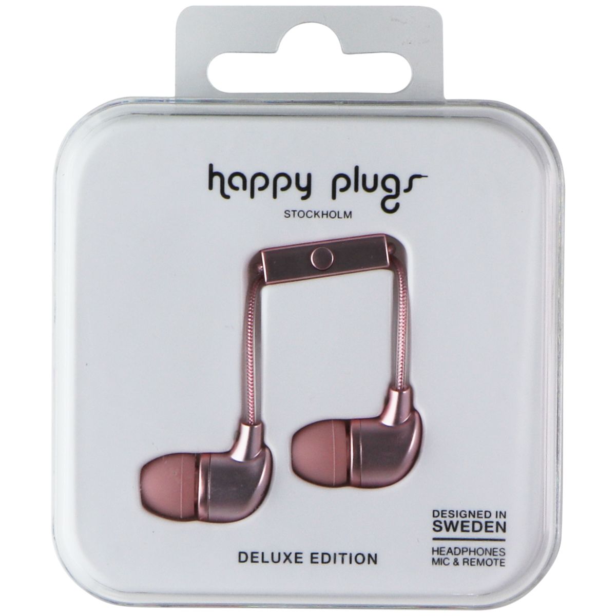 Happy Plugs Deluxe Edition Headphones with Mic & Remote - Pink Portable Audio - Headphones Happy Plugs - Simple Cell Bulk Wholesale Pricing - USA Seller