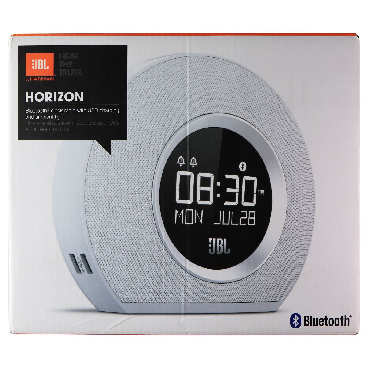 JBL Horizon Bluetooth Clock Radio with USB Charging and Ambient Light - White Cell Phone - Audio Docks & Speakers JBL - Simple Cell Bulk Wholesale Pricing - USA Seller